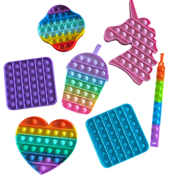 Other - 7pc Colorful Pop It Fidget Toy Set